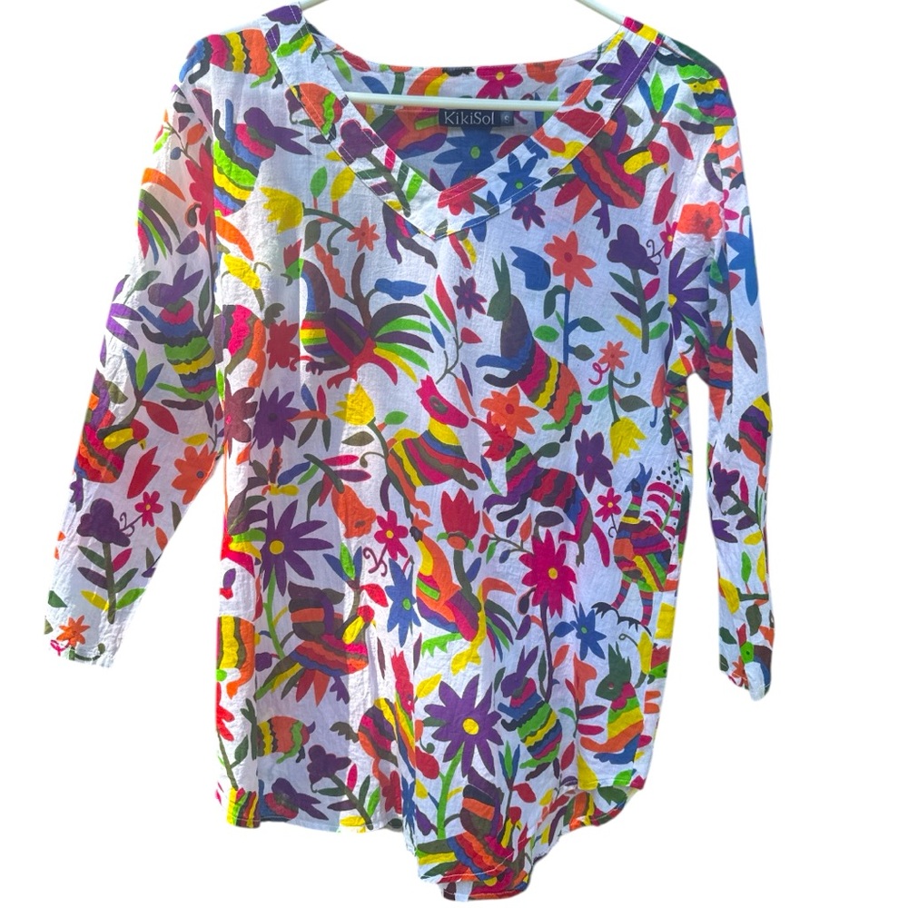 Kiki Sol lightweight multicolor tunic 100% cotton Small